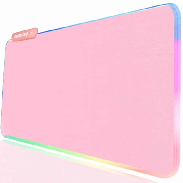 JMIYAV RGB Gaming Mouse Pad Pink, PC XL Large Extended Glowing Led Light Up Desk Pad Mouse Mat Non-Slip Rubber Base Computer Big Cool Cute Mousepad Mat Optimized for Gamer 80 * 40cm