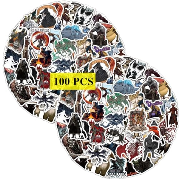 GTOTd Dark Game Souls、Sekiro、Bloodborne Stickers (100Pcs). Gifts Merch Mixed Game Decoartions Laptop Party Supplies for Water Bottle Sticker Luggage Skateboard Room Decor Teens