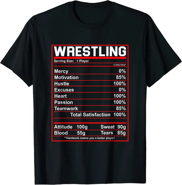 Funny Wrestling Nutrition Facts Women Men Wrestler T-Shirt