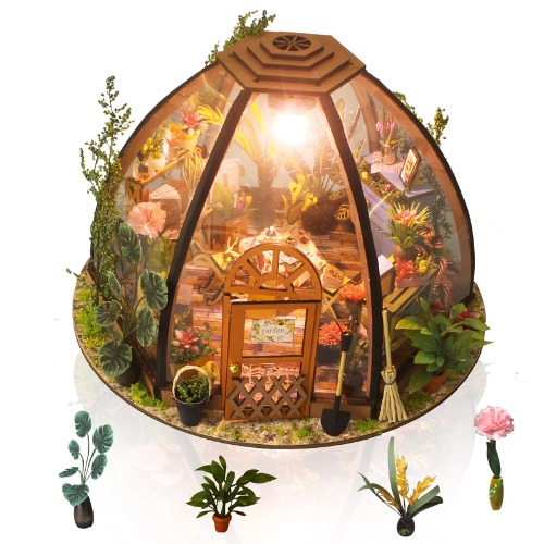 GuDoQi DIY Miniature Dollhouse Kit, Tiny House kit with Furniture, Miniature House Kit 1:24 Scale, Great Handmade Crafts Gift for Birthday Halloween Thanksgiving Christmas, Green Plants Flower Shop - Flower Shop