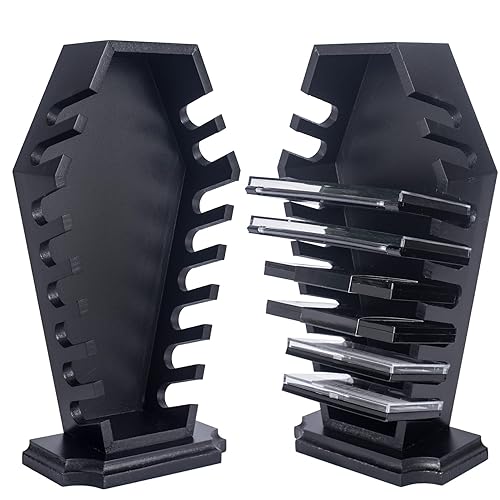 SEREIINO Coffin Eyeshadow Palette Organizer - Spooky Halloween Decor for Bathroom and Bedroom - Gothic Wooden Coffin Makeup Organizer for Vanity for Oddities - Witchy Gifts for Women