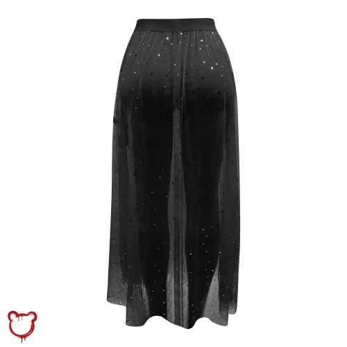 Black mesh high waist maxi skirt - Black / XL