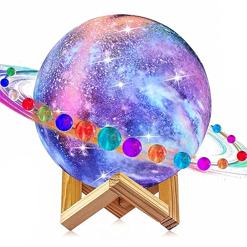 LOGROTATE Moon Lamp, Kids Night Light, 16 Colors Galaxy Lamp 3D Printing LED Moon Light with Stand, Remote&Touch Control, USB Rechargeable Gift for Women Kids Birthday, Bedroom Home Decor, 5.98 inch - 5.98 inch