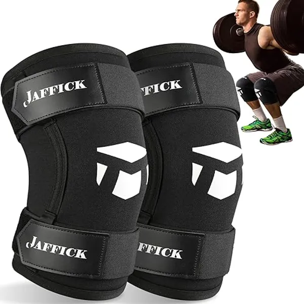 Jaffick Knee Sleeves Support & Compression Wraps (1 Pair) - 7mm Neoprene Sleeve for The Best Squats Weightlifting, Powerlifting Squats, Fitness for Men & Women