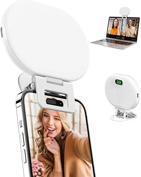 Weilisi Rechargeable Selfie Light, Phone Light with 3 Lighting Mode/10 Brightness Level, Portable Phone Ring Light for Selfie, Makeup, Tiktok, Live Stream, Clip on Video Light for iPhone/Android/ipad