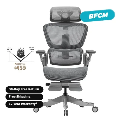 H1 Pro Ergonomic Office Chair | Gray / V2 Standard (for users 4'11" - 5'9" tall)