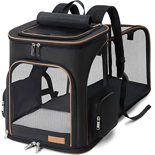 Lekesky Extra Large Cat Backpack Carrier Expandable Pet Backpack for Medium Cats and Small Dogs Foldable Pet Backpack,XL Black - XL - Black