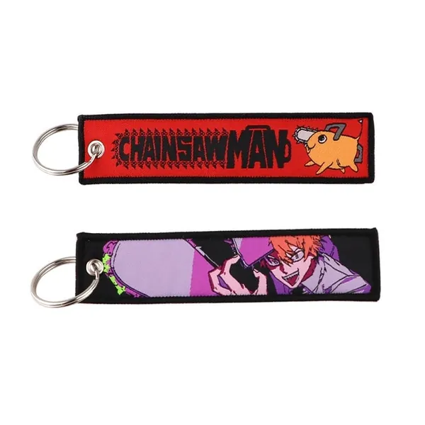 Denji and Pochita Embroidered Keychain Chainsaw Man