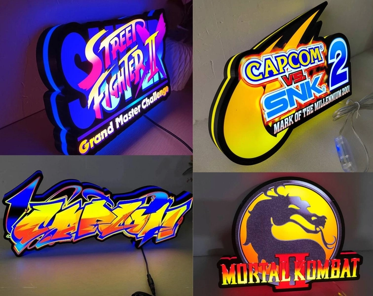 Classic Arcade LED Light Box | Street Fighter, Capcom, MC  | Perfect as a Wall Lamp, Desk Light, Arcade & Gaming room signage | Retro Game