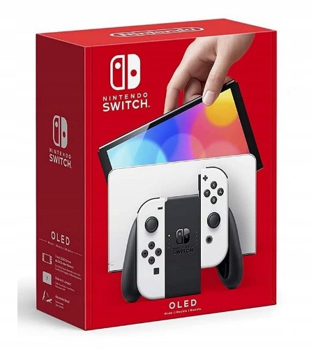 Nintendo Switch™ (OLED Model) with White Joy-Con - OLED Console White/Black Joy-Con Edition - OLED Console White/Black Joy-Con