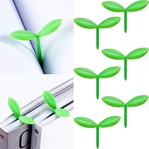 Sprout Little Green Bookmarks Mini Green Sprout Bookmarks Silicone Grass Buds Bookmarks Creative Gifts for Bookworm Book Lovers Reading (6 Pieces) - 6