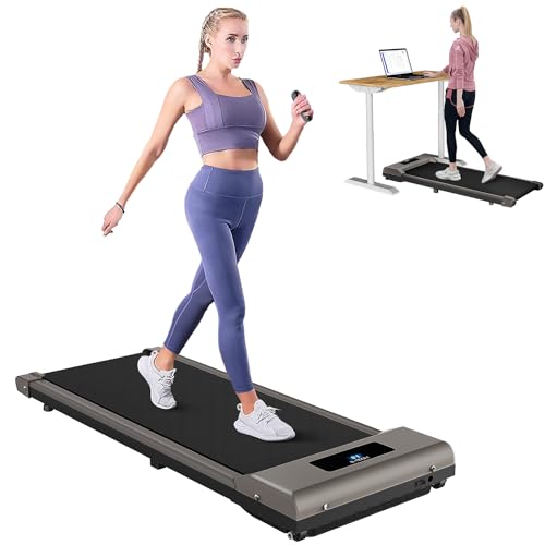 Treadmills for Home, Ultra Slim Walking Running Machine with 1-10km/h, Electric Under Desk Treadmill for Home/Office Fitness Exercise, No Assembly Required - Iron grey