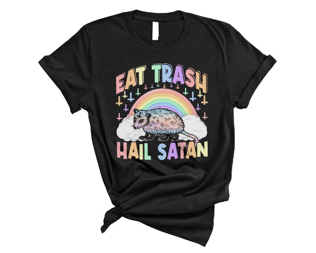 Kawaii Pastel Shirt Eat Trash Hail Satan Cute Kawaii Pastel Goth Possum Lover Gifts Fun Unisex T-Shirt - Black Small