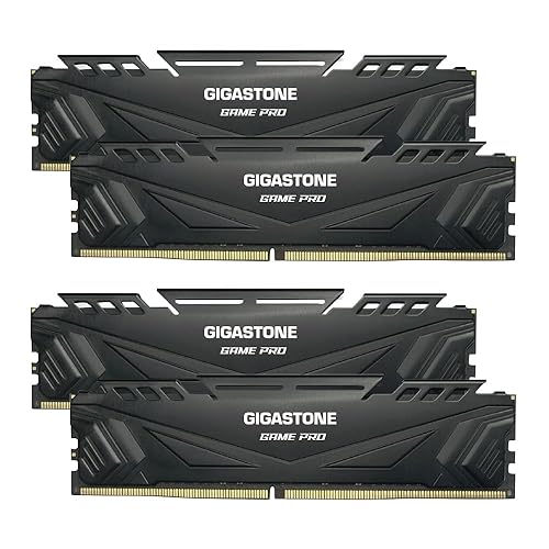 【DDR4 RAM】 GIGASTONE Game PRO 64GB Kit (4x16GB) DDR4 3200MHz PC4-25600 CL 16-18-18-40 Intel XMP 2.0 AMD Ryzen 1.35V UDIMM 288 Pin Unbuffered Non ECC High Performance Gaming Desktop Memory - Black - 64GB (4x16GB) Black - Ddr4 3200mhz Gst Game Pro