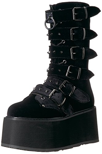Demonia Women's Damned-225 Mid Calf Boot - 6 - Black Velvet