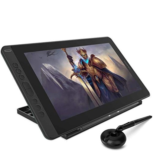 2020 HUION Kamvas 13 Graphics Drawing Tablet with Screen Pen Display Full Laminated Screen Battery Free Stylus 8192 Pressure Sensitivity Tilt 8 Express Keys with Adjustable stand-13.3inch, Green - Green with stand