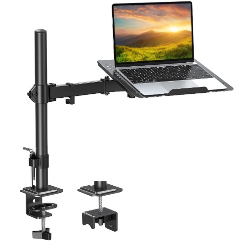 MOUNT PRO Single Laptop Mount with Tray for Laptop up to 17 inches, Holds Up to 17.6lbs, Fully Adjustable Notebook/Laptop Desk Mount Stand, Heavy Duty Laptop Arm Mount with Clamp and Grommet Base - 