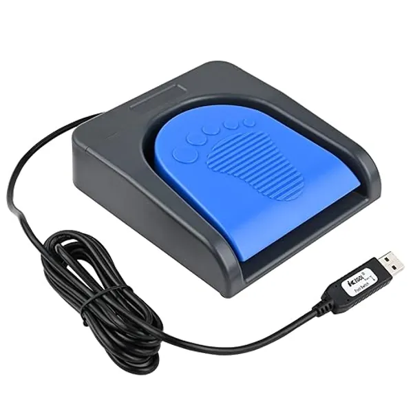 iKKEGOL Upgraded USB Single Foot Pedal Switch Control One Key Footswitch Program Customized Computer Keyboard Mouse Game Action HID (Blue Pedal) - Single Pedal