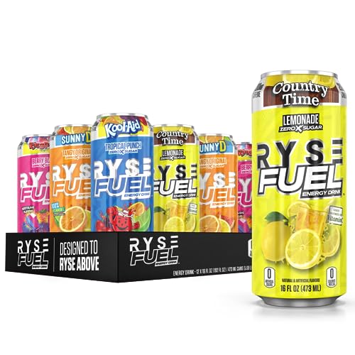 RYSE Fuel Sugar Free Energy Drink | Vegan Friendly, Gluten Free | No Fillers & No Artificial Colors | 0 Calories | 200mg Natural Caffeine | 12 Pack (Collab Pack) - Collab Pack