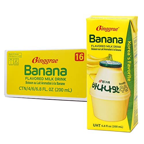 Binggrae Banana Flavored Milk [Korea’s No 1 Classic & Original Banana Milk] - Sweet, Smooth & Creamy Texture (Pack of 24) - Banana - 6.8 Fl Oz (Pack of 24)