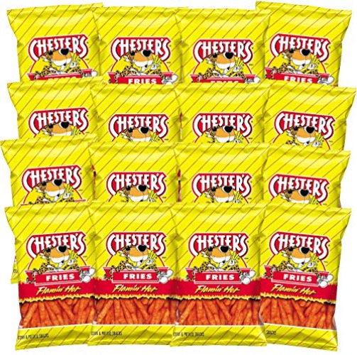 Chester's Flamin' Hot Fries - Snack Pack of 16 Gluten Free Healthy Chips & Crisps- Bulk Snacks & Individual Chips - Variety Chips for All Adults, Teenagers, and Kids Snacks, 1.75 Ounce Bags
