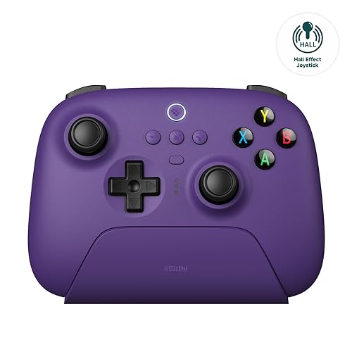 8Bitdo Ultimate 2.4G Wireless Controller, Hall Effect Joystick Update, Gaming Controller with Charging Dock for PC, Android, Steam Deck & Apple, Purple - Purple - Hall Effect Joystick