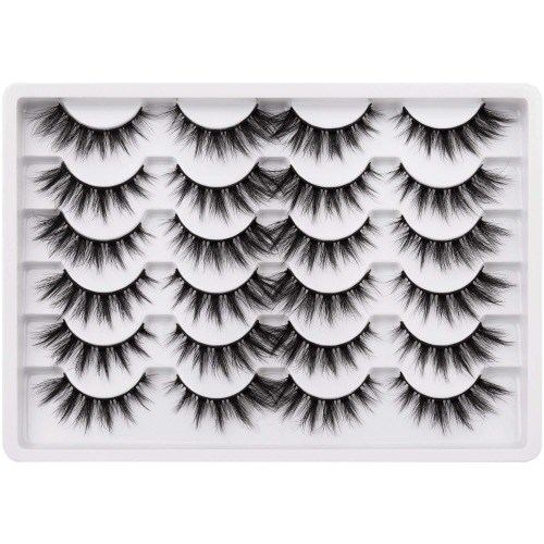 Cat Eye Lashes Pack Wispy 3D Faux Mink Lashes 18mm Fluffy False Eyelashes Soft Reusable Handmade Fake Eyelashes, 12 Pairs Pack by Pawotence - 12 pairs-11