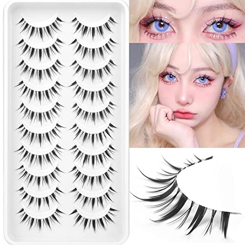 Manga Lashes Natural Look Anime False Eyelashes Individual Wispy Korean Makeup Eye Lashes Clusters 10 Pairs Asian Chinese Japanese Fake Eyelashes Pack by Geeneiya - Manga_01