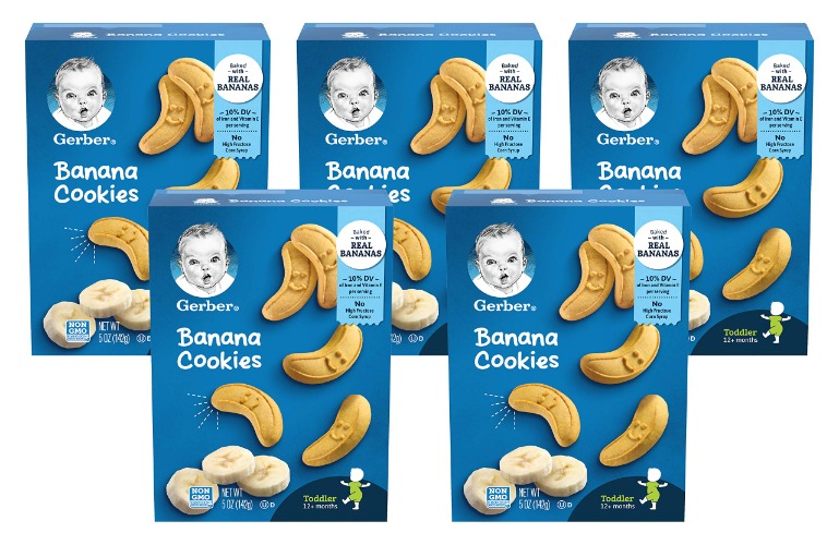 Gerber Toddler Banana Cookies, Baked with Real Bananas, 5 oz. Box (Pack of 5) - 