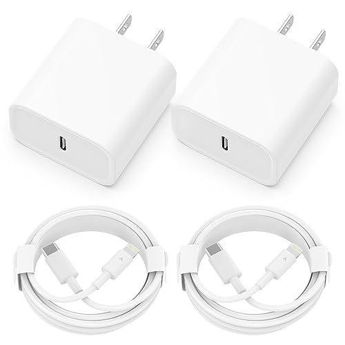 iPhone Charger [MFi Certified] 2 Pack 20W PD USB C Wall Fast Charger Adapter with 2 Pack 6FT Type C to Lightning Cable Compatible for iPhone 14 13 12 11 Pro Max XR XS X,iPad - White