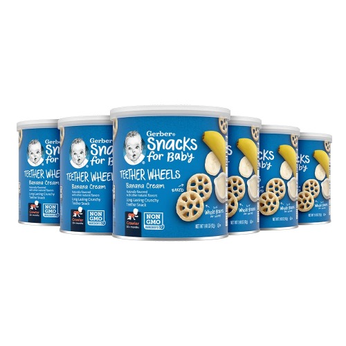 Gerber Snacks for Baby Teether Wheels, Banana Cream, 1.48 Ounce (Pack of 6) - 