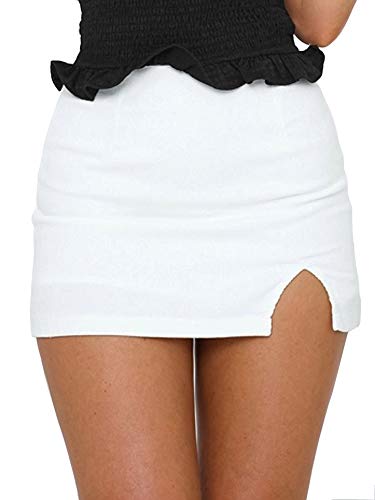 Justalwart Women's High Waist Mini Bodycon Skirt Short Wrap Skirt - X-Small - White