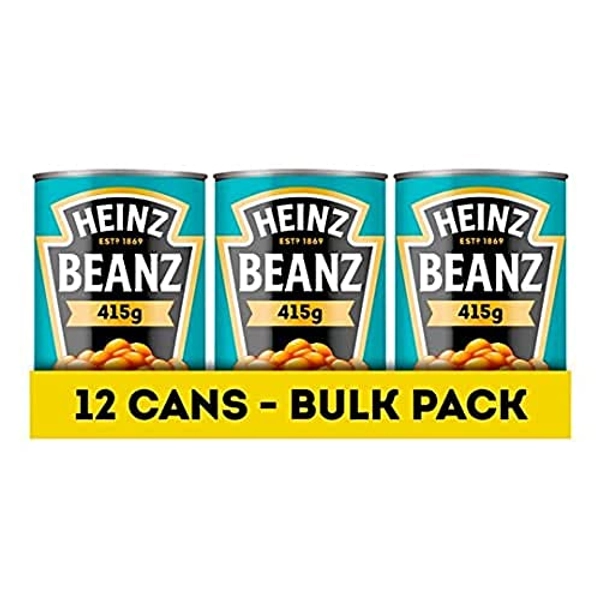 Heinz Beanz, 415 g (Pack of 12) - Vegan Baked Beans in a rich Tomato Sauce