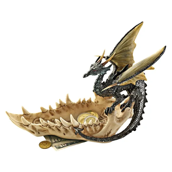 Design Toscano Jaw of the Dragon Offering Gothic Catchall, 23cm, Polyresin, Full Color