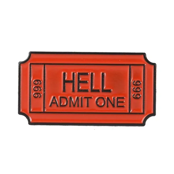pu ran Women Hell Admit One English Letter Badge Metal Brooch Pin Clothes Scarf Jewelry Decor