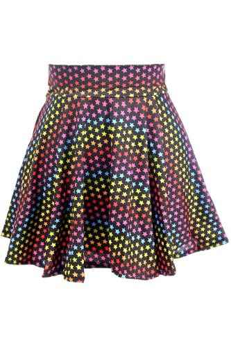 New Rainbow Stars Print Stretch Lycra Skirt - 6X / As Shown