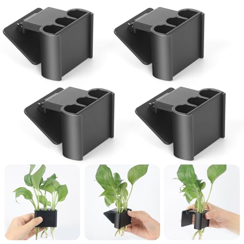 Roetelo 4Pcs 3 Holes Upgraded Aquatic Plant Cup Aquarium Plant Holder for Tank, Hanging Aquarium Plant Holder, Aquarium Aquatic Plant Cultivation, Aquarium Plant Decoration. - Black 4PCS