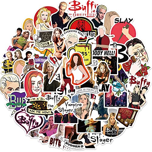 50PCS Buffy The Vampire Slayer Stickers Halloween Decorations Cool Girl Buffy Stickers Vinyl Waterproof Stickers for Laptop Bumper Water Bottles Car Stickers and Decals car Stickers for Teen