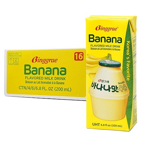 Binggrae Banana Flavored Milk [Korea’s No 1 Classic & Original Banana Milk] - Sweet, Smooth & Creamy Texture (Pack of 24) - Banana - 6.8 Fl Oz (Pack of 24)