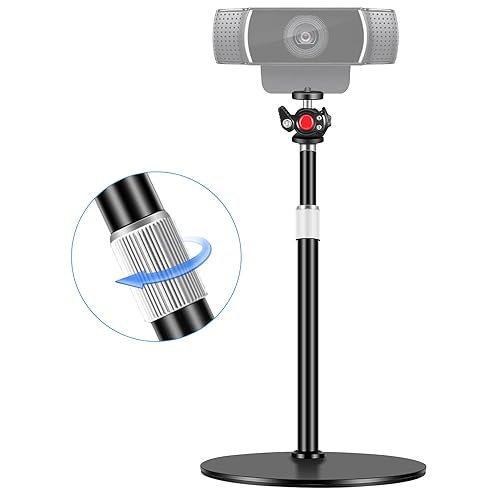 Nycetek Webcam Tripod Stand for Desk: Webcam Stand for Logitech Brio | C920 | C922 - Height & Angle Adjustable Desktop Tripod for Light & 1/4" Thread for Live Streaming | Video Calling - 9.2''-15.5''