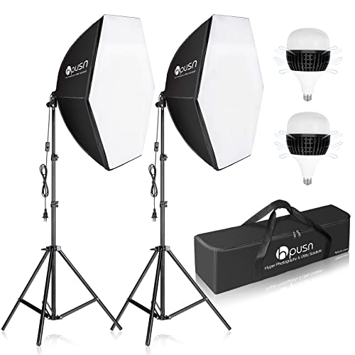 HPUSN Softbox Photography Lighting Kit 30"X30" Professional Continuous Lighting System Photo Studio Equipment with 2pcs E27 Socket 5400K Bulbs for Portraits Advertising Shooting YouTube Video - SB02-6