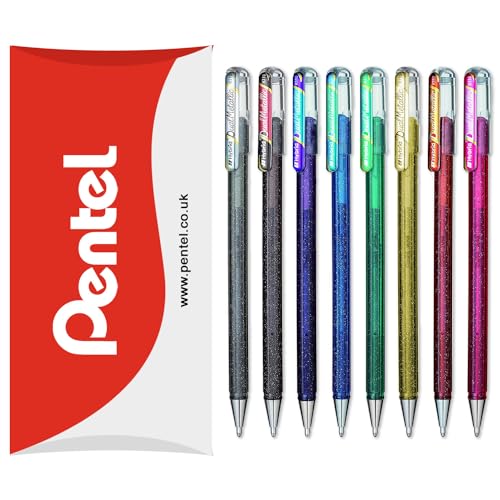 Pentel Hybrid - Dual Metallic Pens - Liquid Gel Rollerball Pens - Set of 8