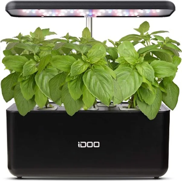 iDOO Hydroponics Kweeksysteem, Indoor Kruidentuin Starter Kit met LED Grow Light, Slimme tuinplanter voor thuiskeuken, automatische timerontkiemingskit, in hoogte verstelbaar (7 peulen)
