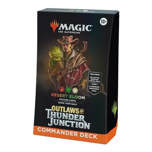 Magic: The Gathering Outlaws of Thunder Junction Commander Deck - Desert Bloom (100-Card Deck, 2-Card Collector Booster Sample Pack + Accessories)