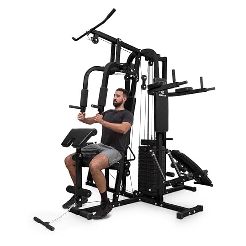 Klarfit Ultimate Gym - Máquina multifunción musculación, Multiestación musculacion, Máquina de musculación, Hombros, Espalda, Brazos, isquiotibiales y glúteos, Acolchada, 5000 - Negro - Estación de pesas 7 en 1