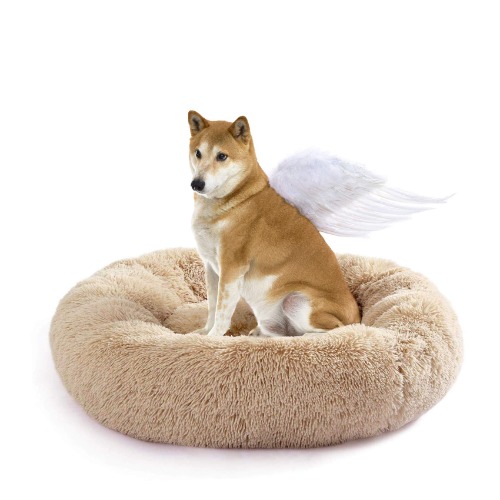 Fangqiyi Mascotas Cama Donut,Cama calmante para Perros y Gatos,para Perros y Gatos supergrandes pequeños y medianos (Brown, 120 * 120cm)