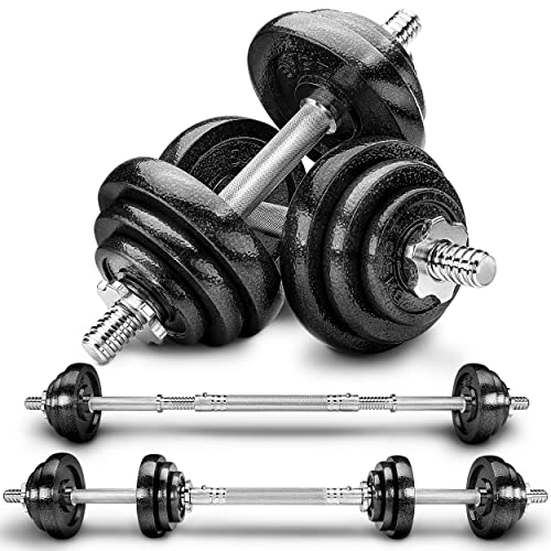 RE:SPORT Mancuernas Ajustables 15-30kg - Pesas y Mancuernas de Hierro Fundido con Barra y Discos para Culturismo, Aptitud, Halterofilia, Ejercicios de Gimnasio Doméstico - 20 kg