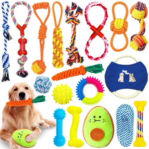 JOTOL Juguetes para Perros,18pcs Juguete para Morder para Perro,Juguetes para Cachorros Interactivo,Algodón Cuerda Juguete para Cachorros para Limpiar los Dientes Adecuado para Pequeño y Mediano