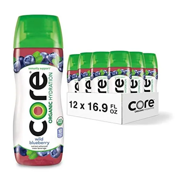 
                            CORE Organic Hydration, Wild Blueberry, 16.9 Fl Oz (Pack of 12), Nutrient Enhanced Flavored Water with Immunity Support from Zinc, USDA Certified Organic
                        