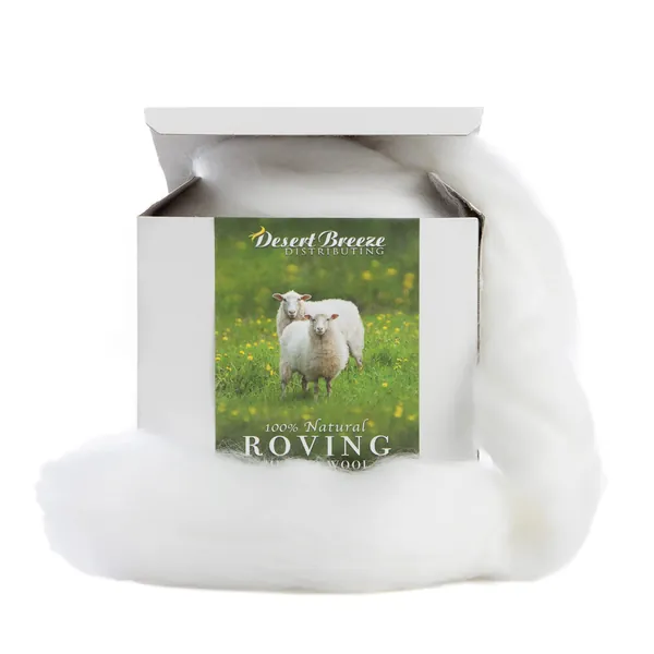 100% Natural Merino Wool Roving, Color Mustard Yellow, 8 OZ Size, Best Merino Wool for Spinning, Tapestry, Needle Felting, Big Yarn Roving, 19 Micron, 70 mm Staple Length - Snow - Merino